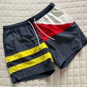 Abercrombie & Fitch Men’s Colorblock Swim Trunks - Navy, Red, Yellow